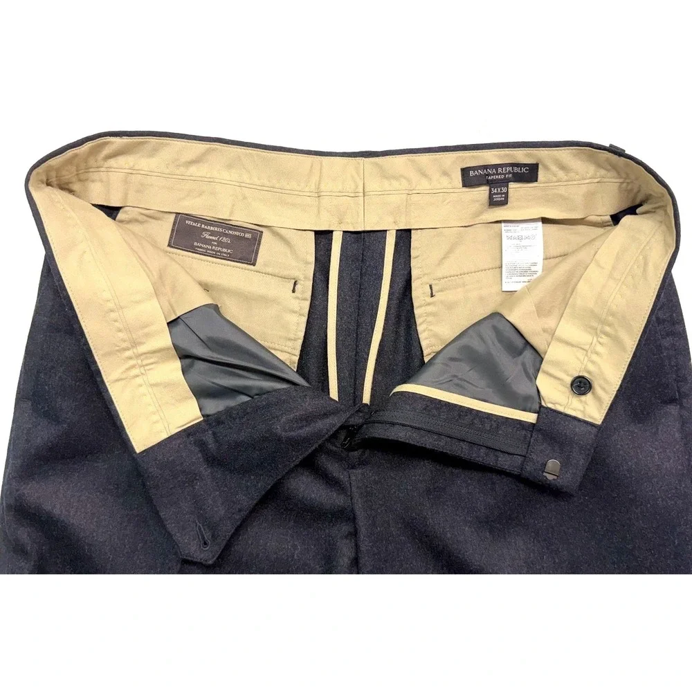 Banana Republic 34x30 Flannel Wool Dress Pants Trousers Vitale Barberis Canonico